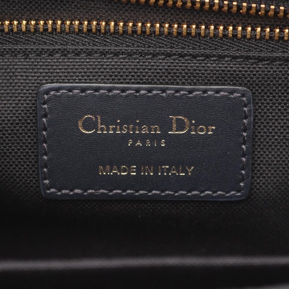 Dior MONTAIGNE Oblique Jacquard Shoulder Bag Canvas Leather Navy Blue Beige - Picture 4 of 6